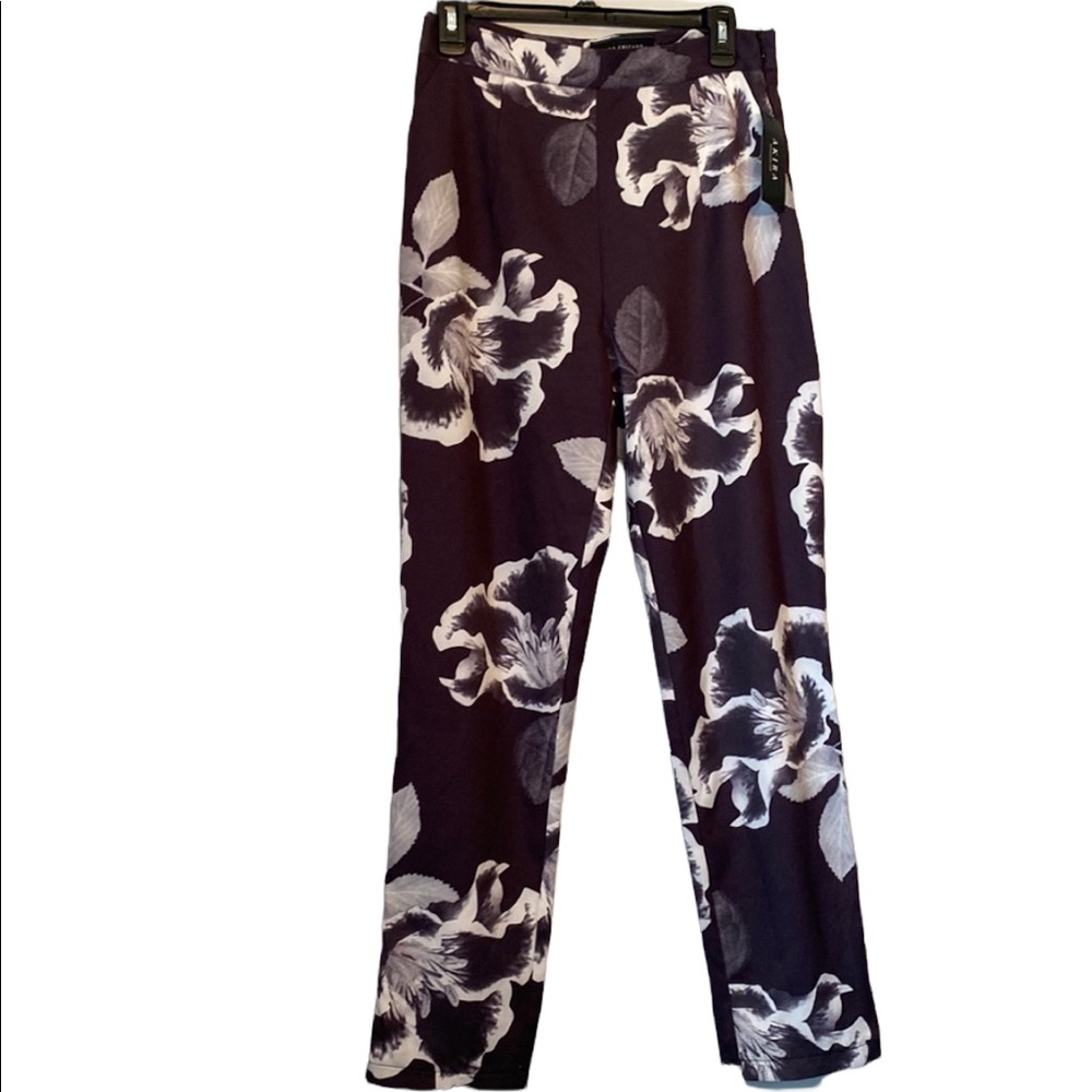 Akira Chicago Smoky Black and Cream Floral Pants